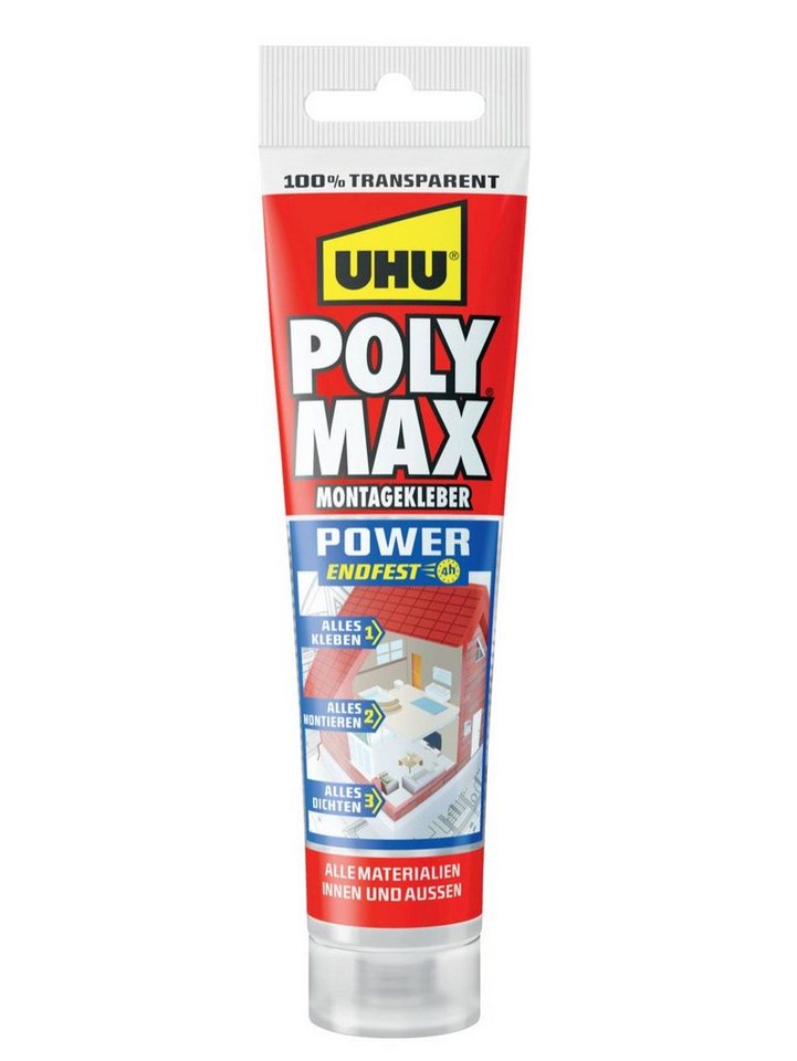 UHU Klebstoff UHU Poly Max Power Montagekleber 115g, transparent UHU Klebstoff UHU Poly Max Power Montagekleber 115g, transparent von UHU