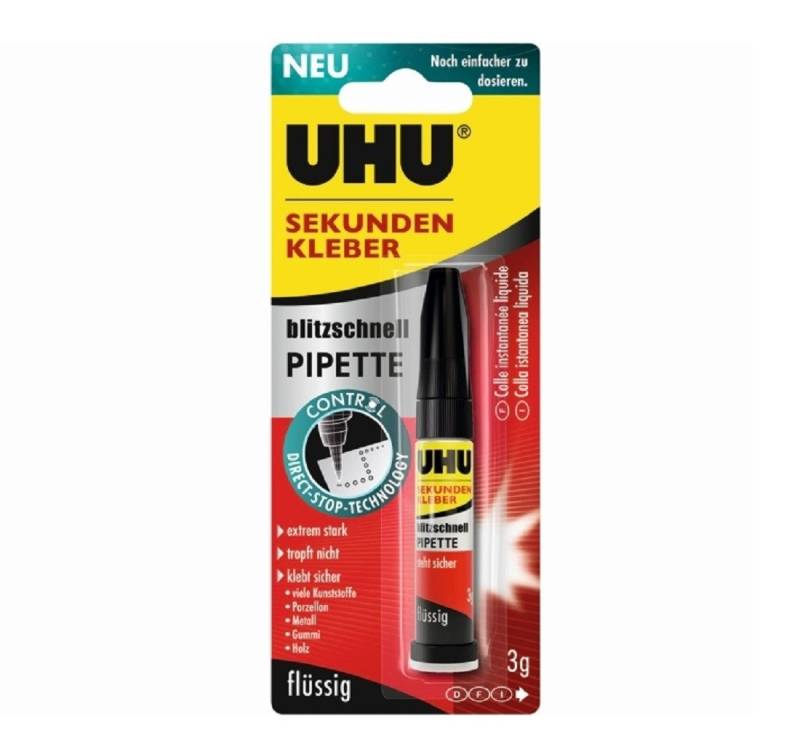 UHU Klebstoff UHU Sekundenkleber Blitzschnell Pipette 3g von UHU