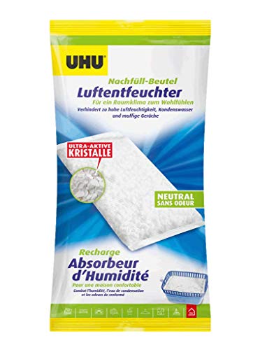 UHU Luftentfeuchter Airmax Nachfüllbeutel, Verhindert Feuchtigkeit und muffige Gerüche in Räumen bis zu 80 m³, 1000 g von UHU