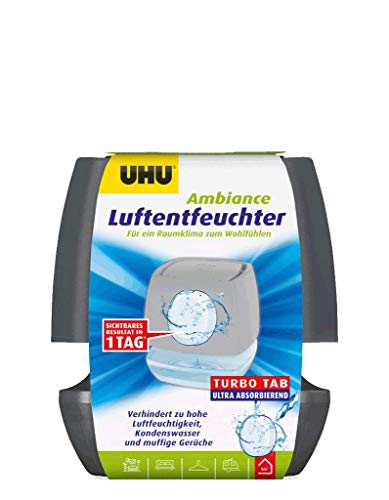 UHU Luftentfeuchter Ambiance, Bekämpft Feuchtigkeit und Schimmel in Wohnräumen von bis zu 10 m³, 100 g, anthrazit von UHU