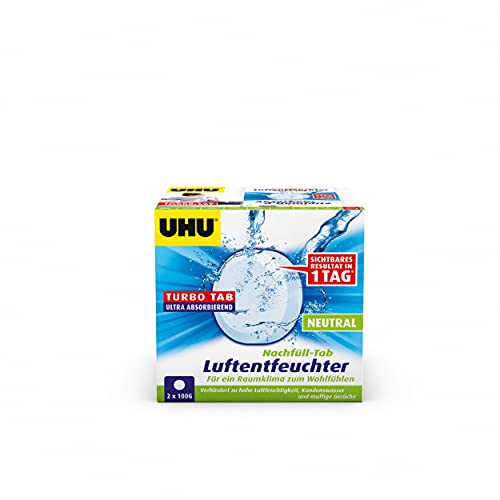 UHU Luftentfeuchter Ambiance Nachfülltabs, Bekämpft Feuchtigkeit und Schimmel in Wohnräumen von bis zu 10 m³, 2 x 100 g, neutral von UHU