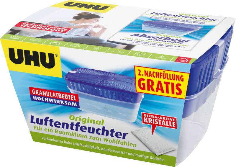 UHU Luftentfeuchter Original 1000 g gratis Nachfüllbeutel von UHU
