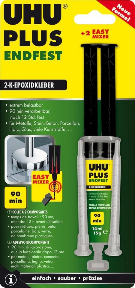 UHU Montagekleber UHU plus endfest 90 min Doppelkammerspritze inkl. von UHU
