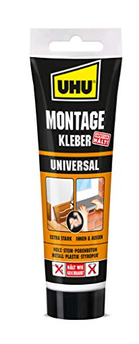 UHU Montagekleber UNIVERSAL Tube, Extra starker, lösungsmittelfreier Montagekleber auf Acrylatdispersion-Basis weiß, 200g von UHU