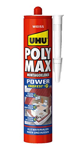 UHU POLY MAX Montagekleber POWER Kartusche, Weißer Montageklebstoff und Dichtmittel mit hoher Endfestigkeit, 425 g von UHU