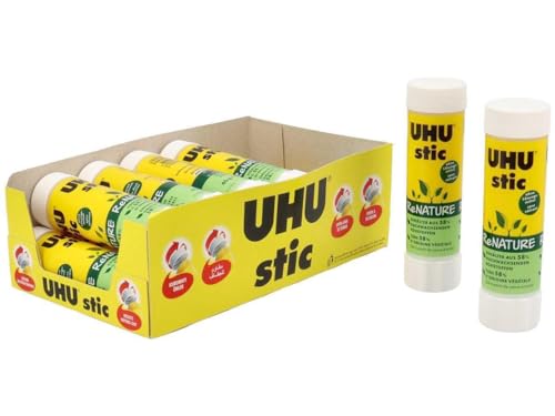 UHU Renature Klebestift 21 g umweltfreundlich Etui Bio-Kunststoff Schraubverschluss 12 Stück von UHU