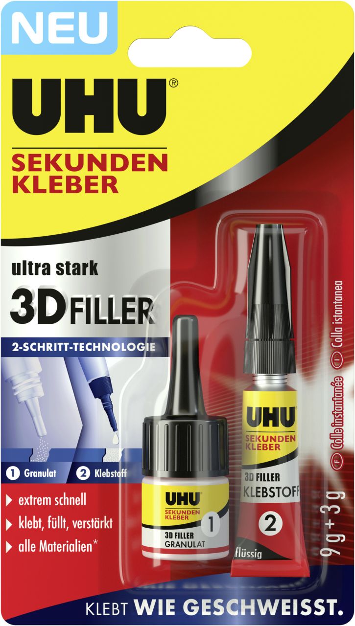 UHU Sekundenkleber 3D Filler 3 g + 9 g von UHU