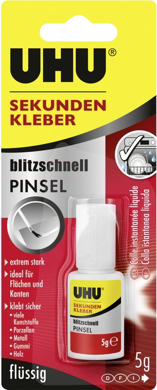 UHU Sekundenkleber blitzschnell Pinsel flüssig 5 g von UHU