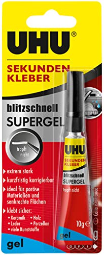 UHU Sekundenkleber blitzschnell SUPERGEL – Super schneller und extrem starker Klebstoff – Tropffrei und kurzfristig korrigierbar – 1 x 10 g von UHU