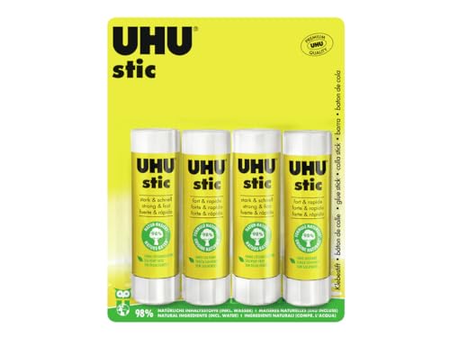 UHU Stic, Der Bewährte Klebestift - Klebt Stark, Schnell und dauerhaft, 4 x 40 g von UHU