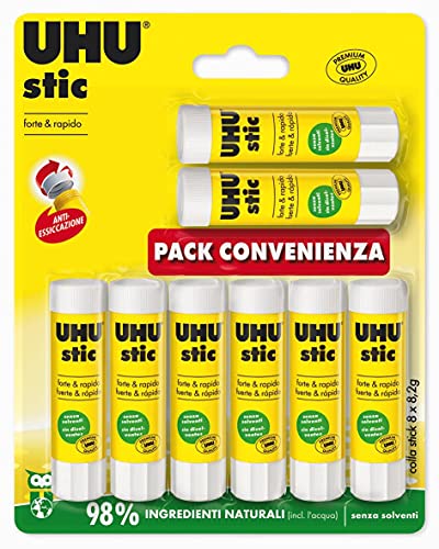 UHU Stic Kleber, 8 x 8,2 g, Kinderkleber, sicher zu verwenden, geeignet für Schule, Büro, Universität von UHU