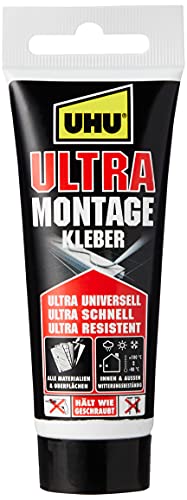 UHU Montagekleber ULTRA Tube, Universeller, elastischer Montagekleber auf Polymerbasis mit sehr schnellem Festigkeitszuwachs, weiß 100g von UHU