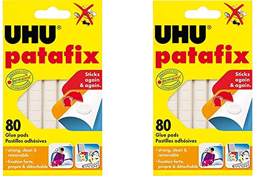 UHU patafix Kleber Pad Abnehmbare wiederverwendbar weiß 80 Pads (2 x Pack) von UHU