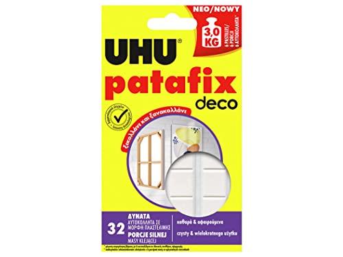 UHU patafix deco, Starke, wieder ablösbare und wieder verwendbare Klebepads, Klebekraft bis zu 2 kg, 32 Stück von UHU