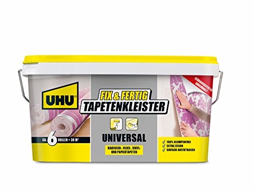 UHU Fix & Fertig Tapetenkleister Universal, Eimer, Fertigkleister für die einfache Anbringung von Tapeten aller Art, 5 kg von UHU