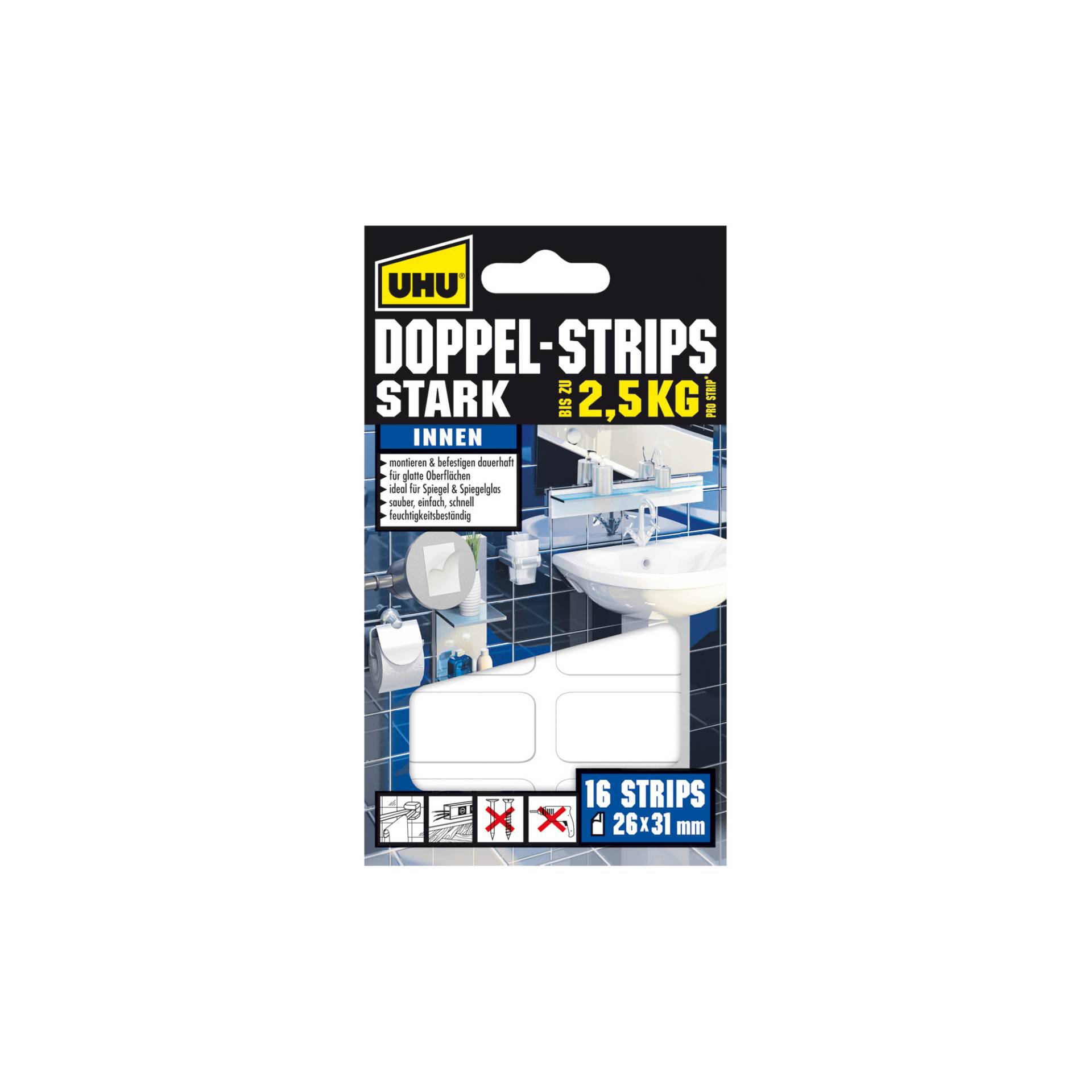 Uhu Klebestreifen 'Doppel Strips Stark D' weiß 16 Stk. Uhu Klebestreifen 'Doppel Strips Stark D' weiß 16 Stk. von UHU