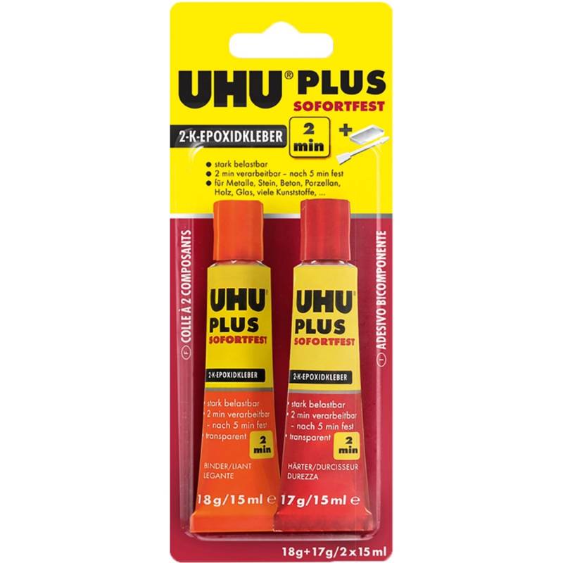 Uhu Plus Sofortfest 2-K-Epoxidkleber Transparent 18 g + 17 g von UHU