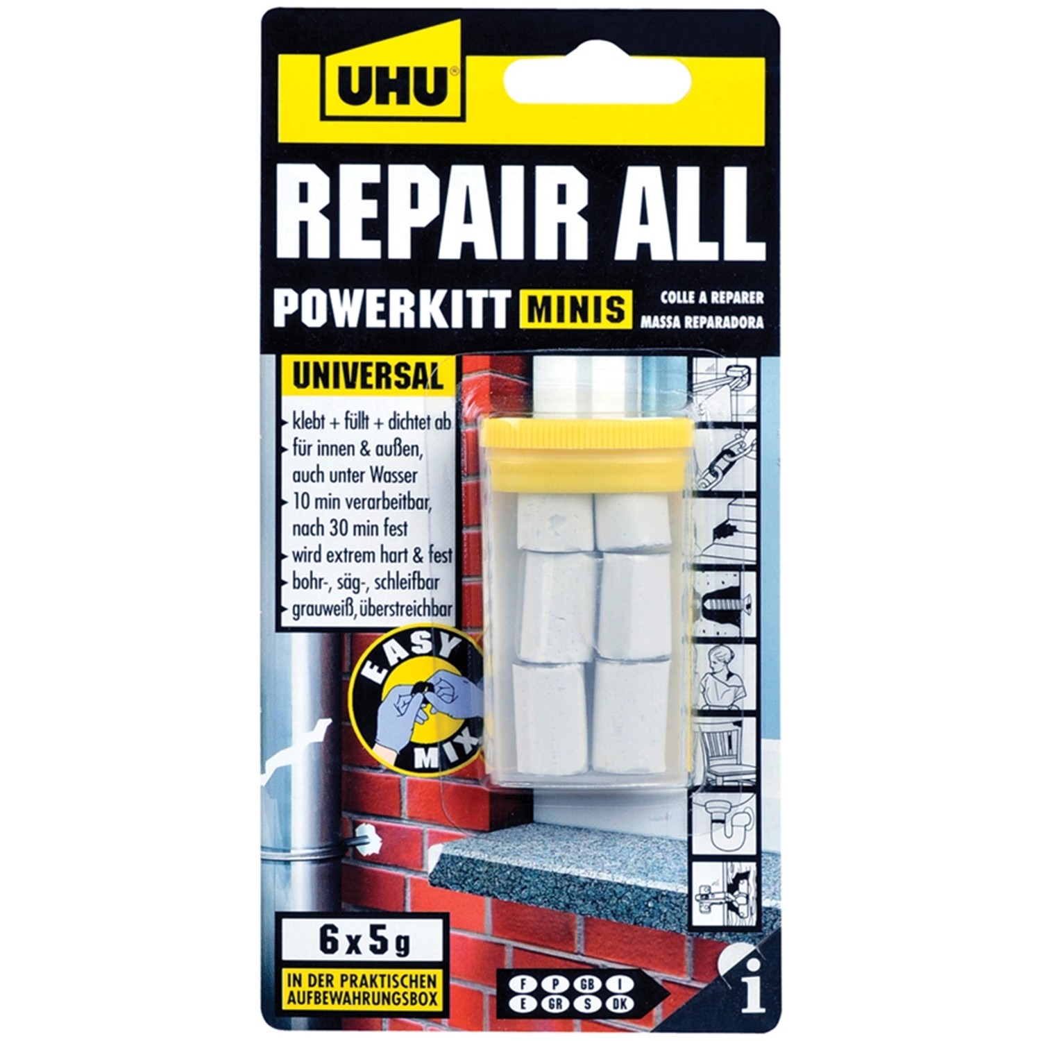 Uhu Repair All Powerkit Minis Universal Weiß 6 x 5 g von UHU