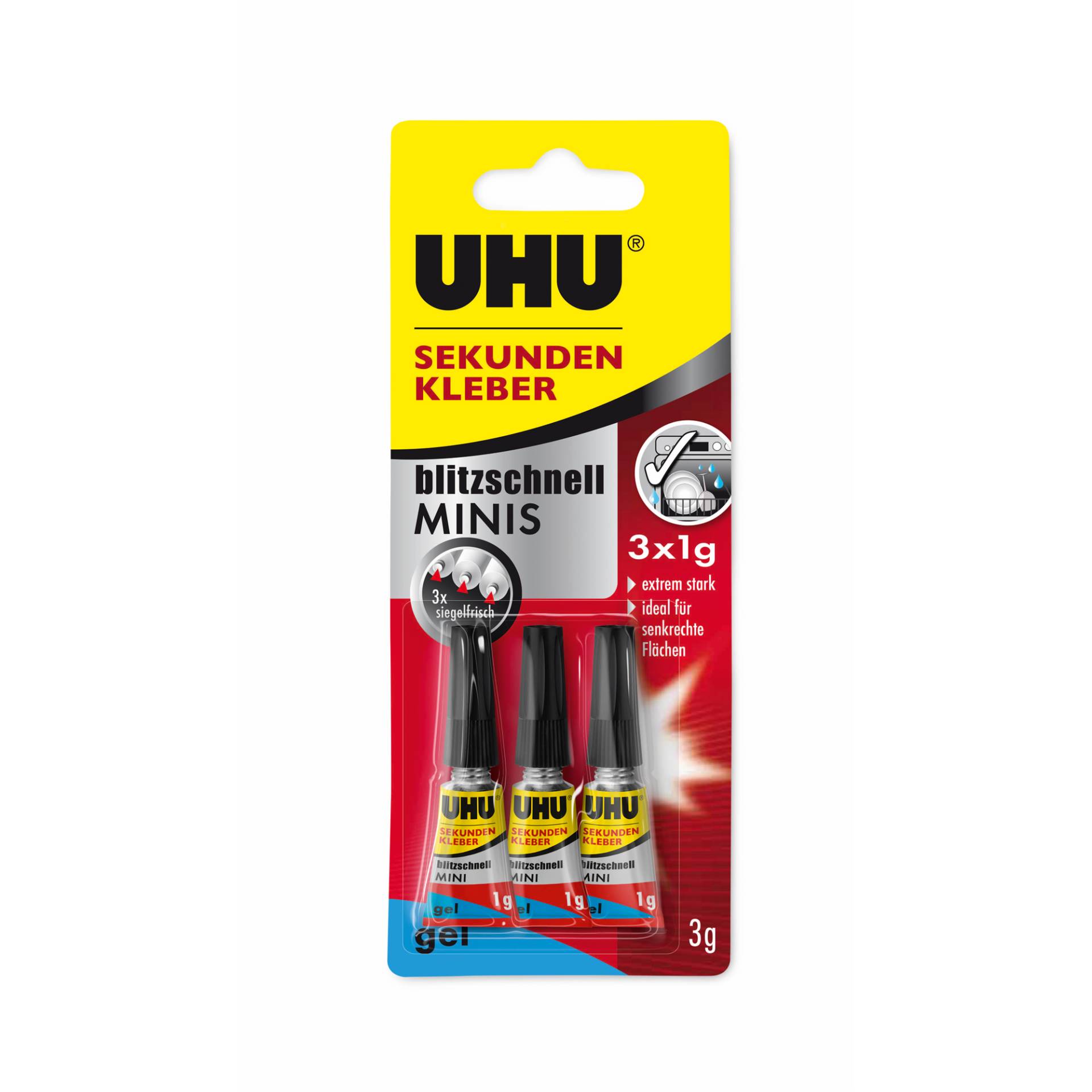 Uhu Sekundenkleber 'Blitzschnell Minis' 3 x 1 g, Gel Uhu Sekundenkleber 'Blitzschnell Minis' 3 x 1 g, Gel von UHU
