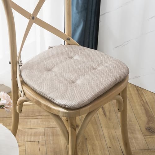 UHVUJDUI 6er Set Stuhlkissen Rutschfestes Sitzkissen,stuhlauflage Mit Bändern Und Abnehmbarer Kissenbezug,stuhlpolster Outdoor Gartenstuhl Esszimmerstuhl Oder Küche Waschbar(Beige,43x45cm(6 Pcs)) von UHVUJDUI