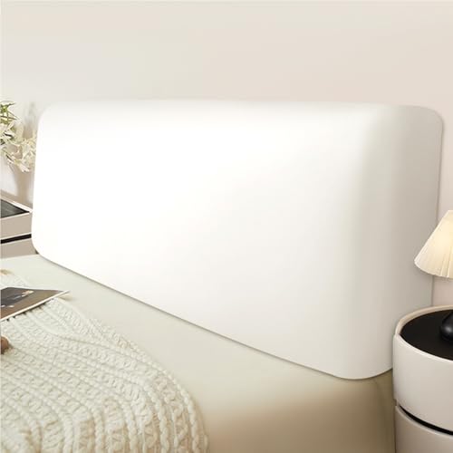 UHVUJDUI Bettkopfteil Hussen PU Leder Bett Kopfteil Bezug/Überzug Leder,All-Inclusive Dehnbare Kopfteilbezug Staubdichte Schutzhülle Für Schlafzimmer Kopfteil(Beige White,170-190cm) von UHVUJDUI
