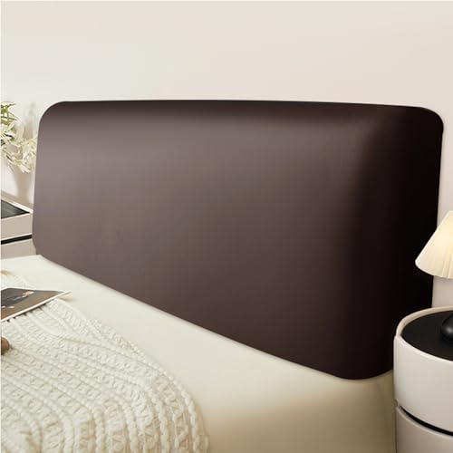 UHVUJDUI Bettkopfteil Hussen PU Leder Bett Kopfteil Bezug/Überzug Leder,All-Inclusive Dehnbare Kopfteilbezug Staubdichte Schutzhülle Für Schlafzimmer Kopfteil(Dark Coffee,195-210cm) von UHVUJDUI