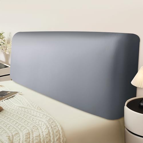 UHVUJDUI Bettkopfteil Hussen PU Leder Bett Kopfteil Bezug/Überzug Leder,All-Inclusive Dehnbare Kopfteilbezug Staubdichte Schutzhülle Für Schlafzimmer Kopfteil(Grigio,195-210cm) von UHVUJDUI