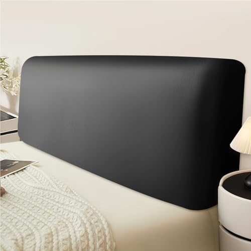 UHVUJDUI Bettkopfteil Hussen PU Leder Bett Kopfteil Bezug/Überzug Leder,All-Inclusive Dehnbare Kopfteilbezug Staubdichte Schutzhülle Für Schlafzimmer Kopfteil(Nero,170-190cm) von UHVUJDUI