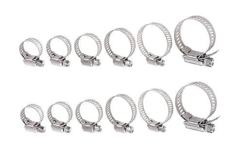12er Pack 304 Edelstahl Einstellbare Schneckengetriebe Schlauchschellen Sortiment Kit - Rostbeständige Rohr- & Kanalschellen (6 Größen) von UI PRO TOOLS