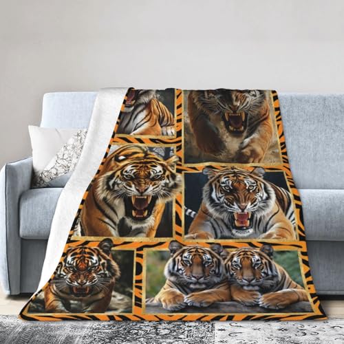 UIAMT Tigerdecke, Wildtiere, Tier, Flanell, Plüsch, Überwurf, Decke, gemütliches Tiger-Dekor, Fleece-Decke, Geschenke für Liebhaber, Mädchen, Jungen, Kinder, Erwachsene, Frauen, Bett, Reisen, 101,6 x von UIAMT