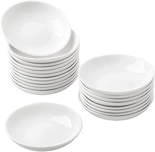 UIBFCWN 20 Stück Keramik Dipschalen, 88ml Soja Saucenschälchen, Keramik Snackschalen & Dipschalen, Marmeladenschälchen, Fingerfood Gewürzschalen, Mini Schüsseln für Charcuterie Board Sushi, Ø 10 cm von UIBFCWN