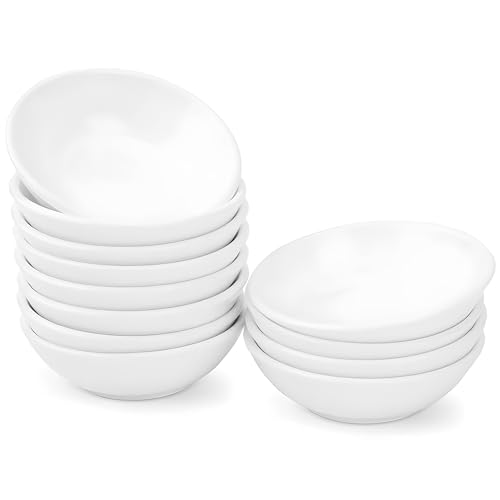 UIBFCWN 12-teilig Set Dipschälchen,Weiße Runde Dip Schälchen Keramik Saucenschälchen, 7.6 * 2 cm Dessertschäle Snack Vorspeise Nachtisch Dekoschäle von UIBFCWN