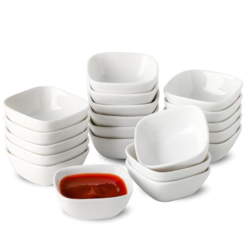 UIBFCWN 20 Stück Keramik Dipschalen 60ml, Quadratische Saucenschälchen, Porzellan Klein Sojasauce Schälchen, Mini Servierschalen für Saucen Sushi Ketchup Essig, Fingerfood Gewürzschalen von UIBFCWN