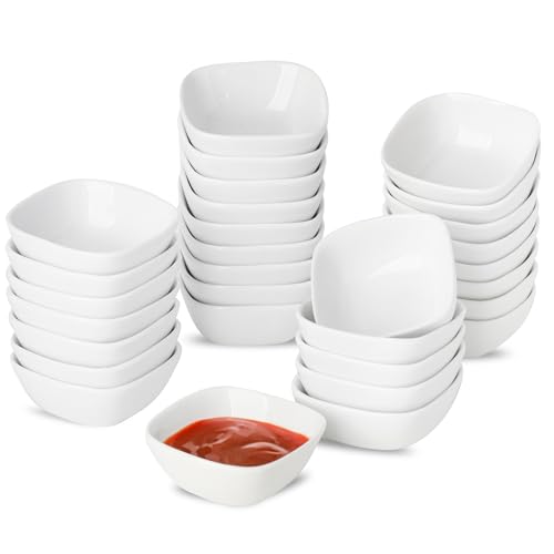 UIBFCWN 30 Stück Keramik Dipschalen 60ml, Quadratische Saucenschälchen, Porzellan Klein Sojasauce Schälchen, Mini Servierschalen für Saucen Sushi Ketchup Essig, Fingerfood Gewürzschalen von UIBFCWN