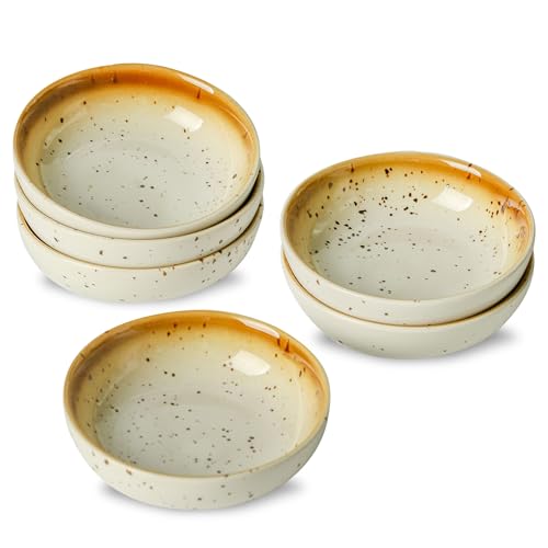 UIBFCWN 6er Set Keramik Dipschalen, Ø 8,5 cm, Gewürzschalen Klein, Dipschalen Dip Schälchen Sojasauce, Saucenschalen für Sojasauce, Essig, Antipasti, Marmeladenschälchen von UIBFCWN