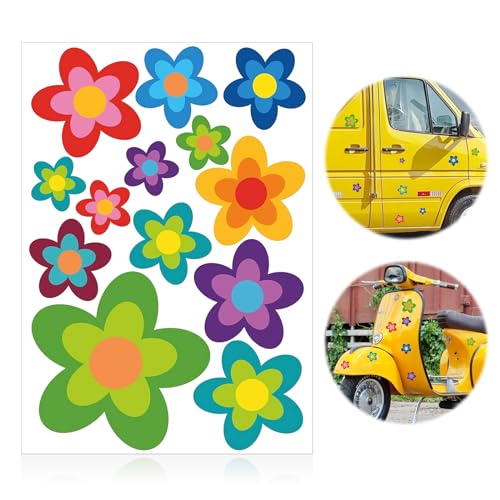 Prilblumen Sticker Aufkleber Blumen, 13 Aufkleber Auto Fahrrad Wasserfeste Sticker, Hippie Blumen Flower Aufkleber-Set Blumen Fahrrad Aufkleber Blumen Auto Sticker für Auto Motorrad von UICCVOKK