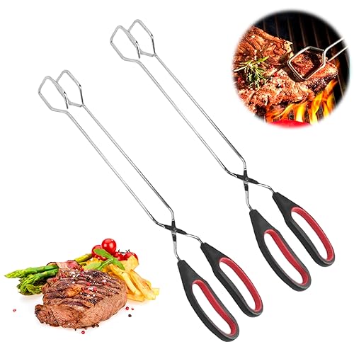 Scheren Zange Küchenzange Schere, Kochen Grillzange Schere, Edelstahl Scherenzange, Scherenzange mit Griff, Edelstahl Grillzange Schere Barbecue Grillen Zange Barbecue Clamp Turner (2 pack(13 Zoll)) von UICCVOKK