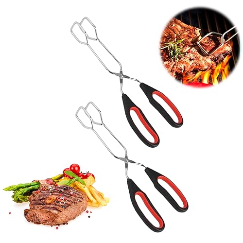 Scheren Zange Küchenzange Schere, Kochen Grillzange Schere, Edelstahl Scherenzange, Scherenzange mit Griff, Edelstahl Grillzange Schere Barbecue Grillen Zange Barbecue Clamp Turner (2 pack(9 Zoll)) von UICCVOKK