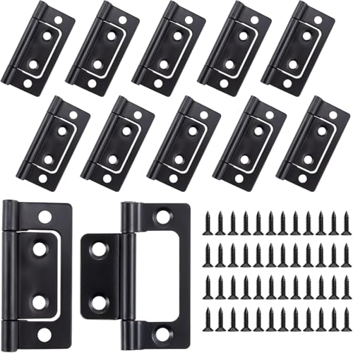 UICCVOKK 12 Stück Scharniere Klappbar, Flachscharnier, Türscharniere, Scharnier Schwarz, Flach Zu Öffnete Fensterscharniere, Stumme Lagerscharniere, Türbeschläge 360 Grad Drehbare Mönbelscharniere von UICCVOKK