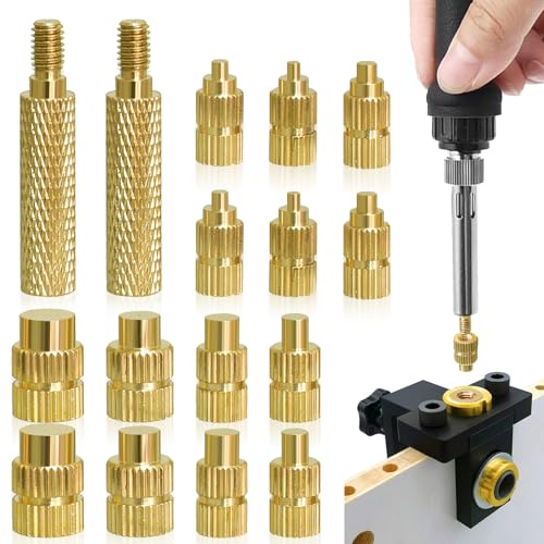 UICCVOKK 16 Stück Lötspitzen Einschmelzhilfe Einschmelzgewinde für Gewindeeinsatz M2 M2.5 M3 M4 M5 M6 M8, Messing Material, Kompatibel mit 3D Drucker Zubehör. von UICCVOKK