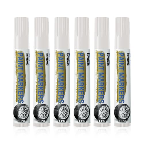 UICCVOKK 6 Stück Reifen Stift,Reifenstift Weiß Wasserfest, Lackstift Weiß,Permanent Reifenmarker,Verblasst Nicht Antifouling für Auto, Motorradreifen, Eramik, Holz, Leder, Kunststoff von UICCVOKK