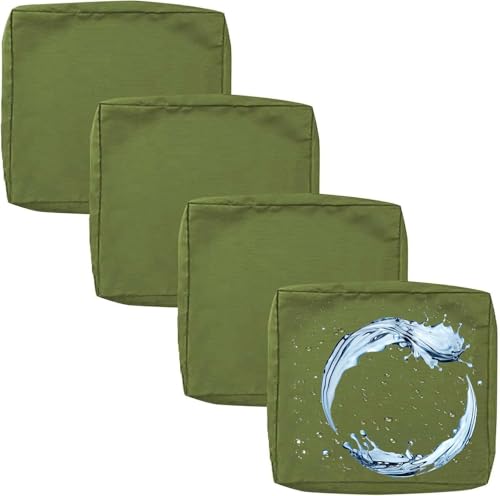 Outdoor Sofa Sitzkissenbezug 2/4er Set Microfaser-Sitzbezüge for Gartenmöbel Wasserdicht mit Reißverschluss, Terrassenstuhl Sofakissen Bezug Abnehmbar, Wetterfest Sofabezug for Garten Möbel aus Rattan von UICMNSI
