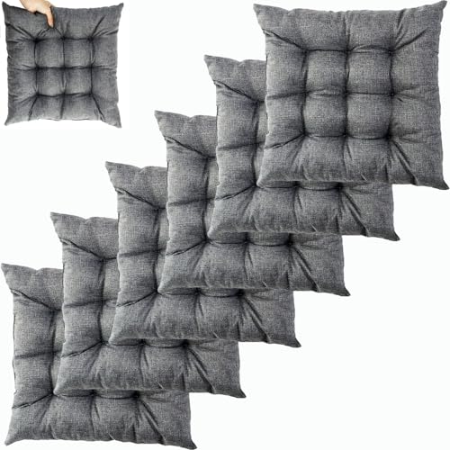 UICMNSI 1/2/4/6 er Set Sitzkissen mit Bindebändern – Bequeme 40/45 cm Stuhlauflage Gartenstuhl, Esszimmerstuhl & Balkonmöbel – Atmungsaktive Polster Indoor/Outdoo(2,6pcs:40cm/16in) von UICMNSI