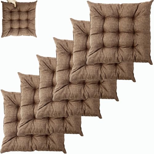 UICMNSI 1/2/4/6 er Set Sitzkissen mit Bindebändern – Bequeme 40/45 cm Stuhlauflage Gartenstuhl, Esszimmerstuhl & Balkonmöbel – Atmungsaktive Polster Indoor/Outdoo(5,6pcs:40cm/16in) von UICMNSI