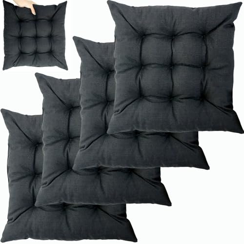 UICMNSI 1/2/4/6 er Set Sitzkissen mit Bindebändern – Bequeme 40/45 cm Stuhlauflage Gartenstuhl, Esszimmerstuhl & Balkonmöbel – Atmungsaktive Polster Indoor/Outdoo(6,4pcs:45cm/18in) von UICMNSI