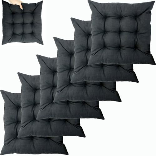 UICMNSI 1/2/4/6 er Set Sitzkissen mit Bindebändern – Bequeme 40/45 cm Stuhlauflage Gartenstuhl, Esszimmerstuhl & Balkonmöbel – Atmungsaktive Polster Indoor/Outdoo(6,6pcs:40cm/16in) von UICMNSI