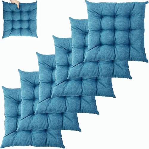 UICMNSI 1/2/4/6 er Set Sitzkissen mit Bindebändern – Bequeme 40/45 cm Stuhlauflage Gartenstuhl, Esszimmerstuhl & Balkonmöbel – Atmungsaktive Polster Indoor/Outdoo(7,6pcs:40cm/16in) von UICMNSI