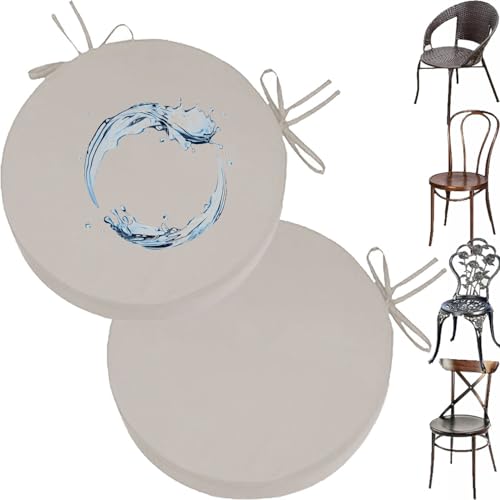 UICMNSI Rundes Sitzkissen Outdoor Stuhl, 2er Set Wasserdicht rutschfest Stuhlkissen Mit Bändern, Waschbar Abnehmbarer Sitzpolster Outdoor Gartenstuhl Bodenkissen(@13,2pcs:38x8cm/15x3in) von UICMNSI