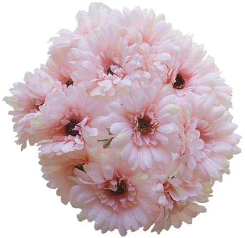 15 Stück künstliche Seide Gänseblümchen Blumen gefälschte Gerbera Blumen Braut Hochzeitsstrauß für Home Hochzeitsfeier DIY Herzstück Dekorationen (Hell-Pink) von UICerland