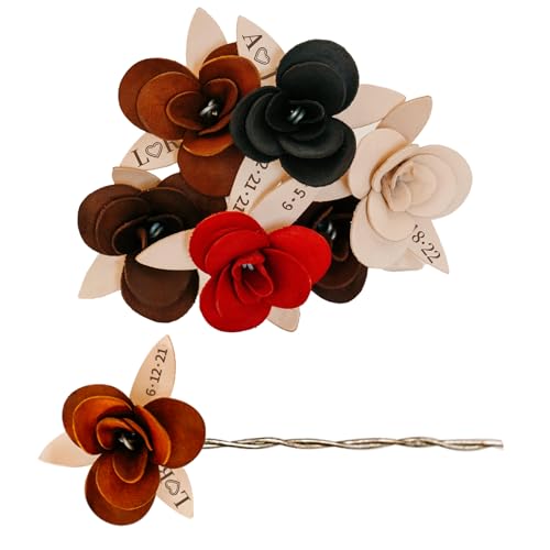 UIDMEN Personalisierte Lederrose mit Datum oder Initialen, Lederrosen Geschenk für Ihn/Sie, 3. Jubiläumsgeschenk, Ewige Rose Geschenk für Freundin Schwester Ehefrau Oma von UIDMEN